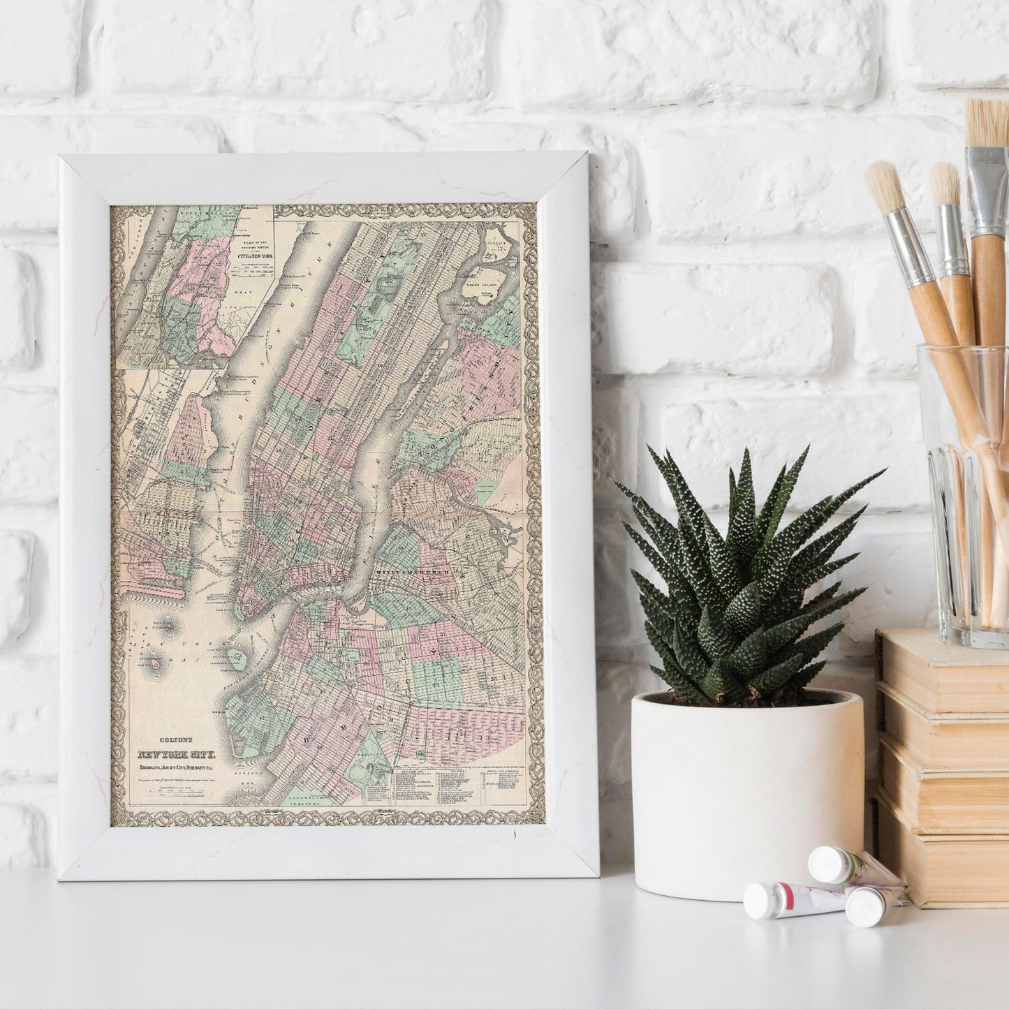 1865 Colton Map of New York City Manhattan Brooklyn Long Island City Geographicus NewYorkCity colton 1866-Artwork-Nacnic-Nacnic Estudio SL