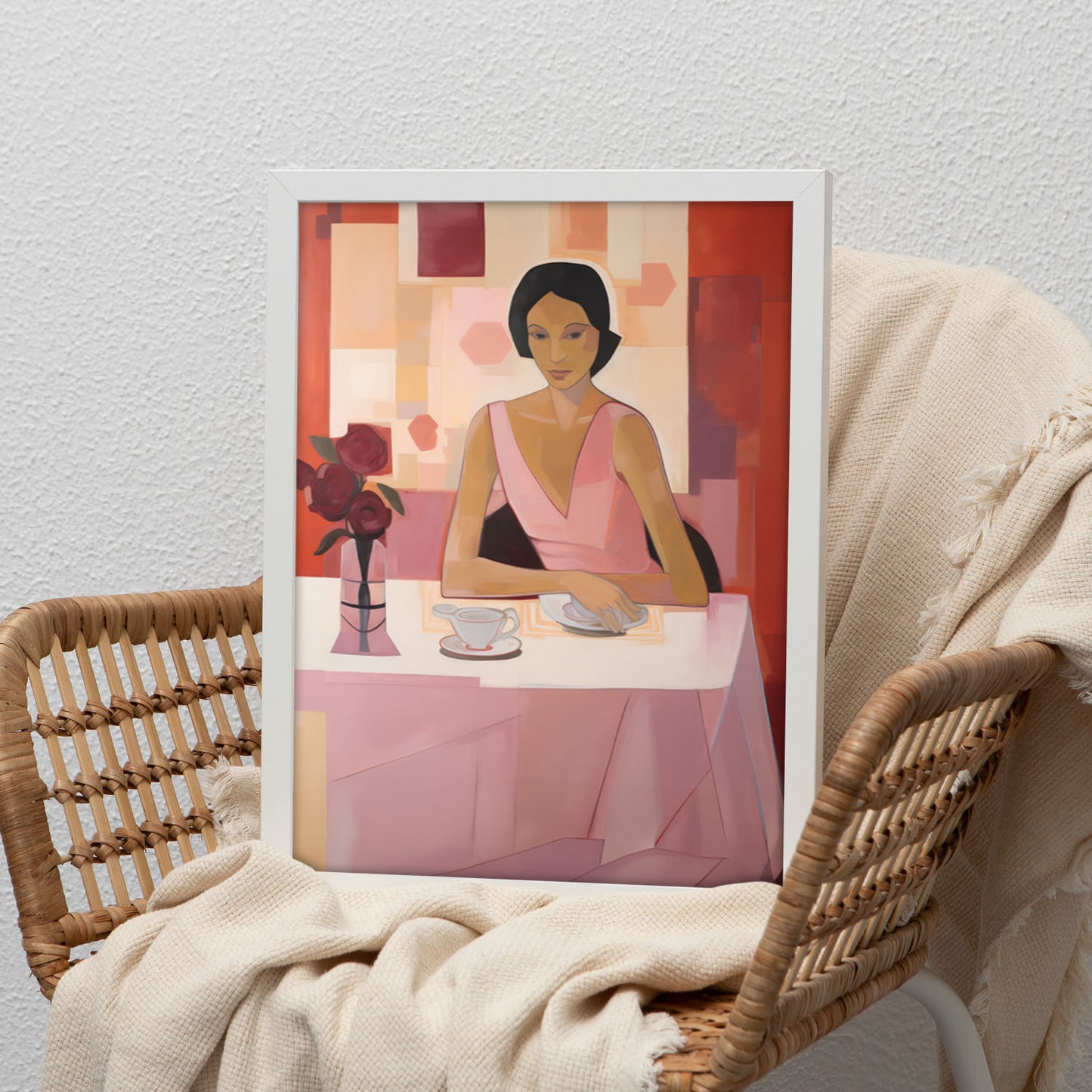 Lamina Nacnic Chica de la Mañana en Habitación Rosa Ecléctica