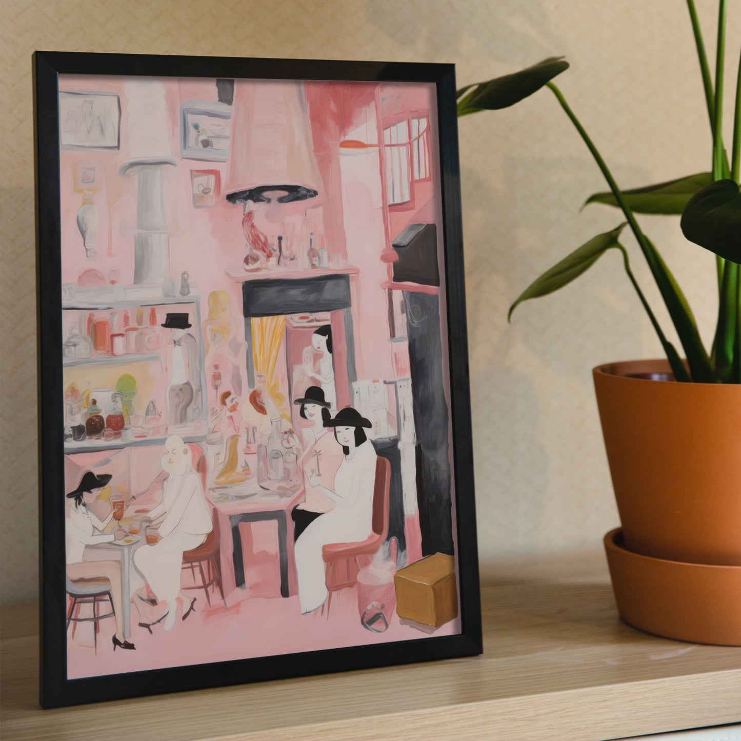 Lámina Nacnic Café de Amigos para Habitación Rosa Ecléctica