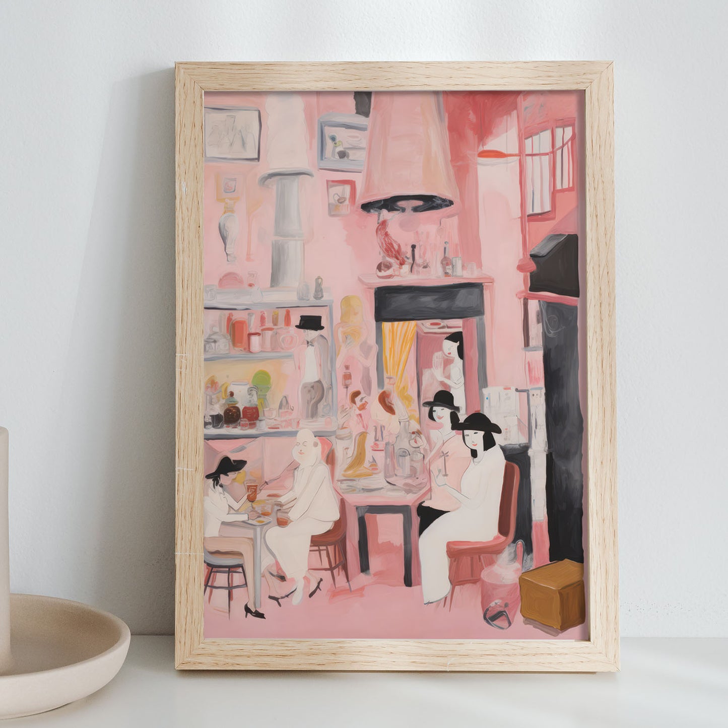Lámina Nacnic Café de Amigos para Habitación Rosa Ecléctica