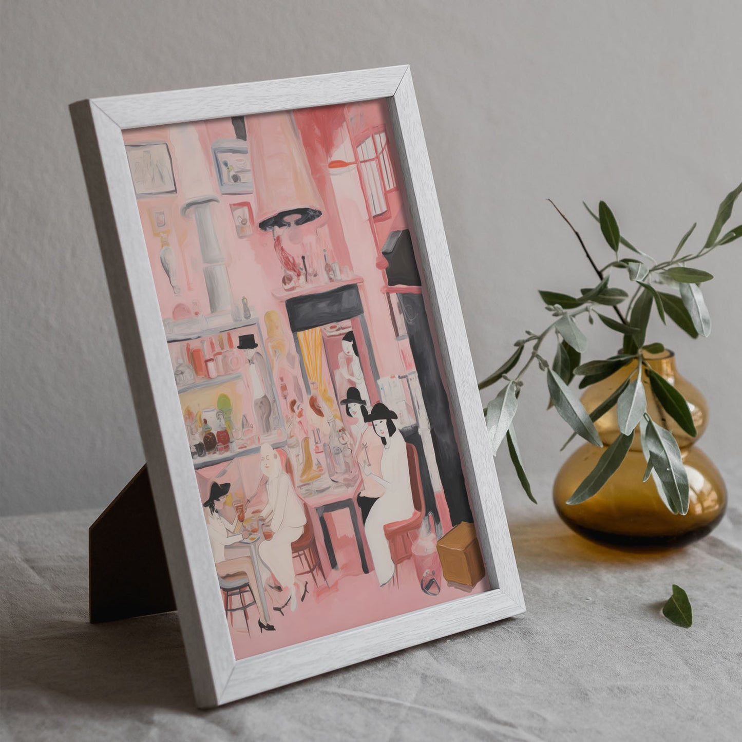 Lámina Nacnic Café de Amigos para Habitación Rosa Ecléctica