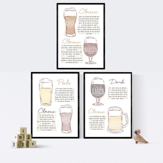 Pack de posters de cervezas y chupitos. Láminas de Cervezas. Posters de alcohol y bebidas para bares.-Artwork-Nacnic-Nacnic Estudio SL