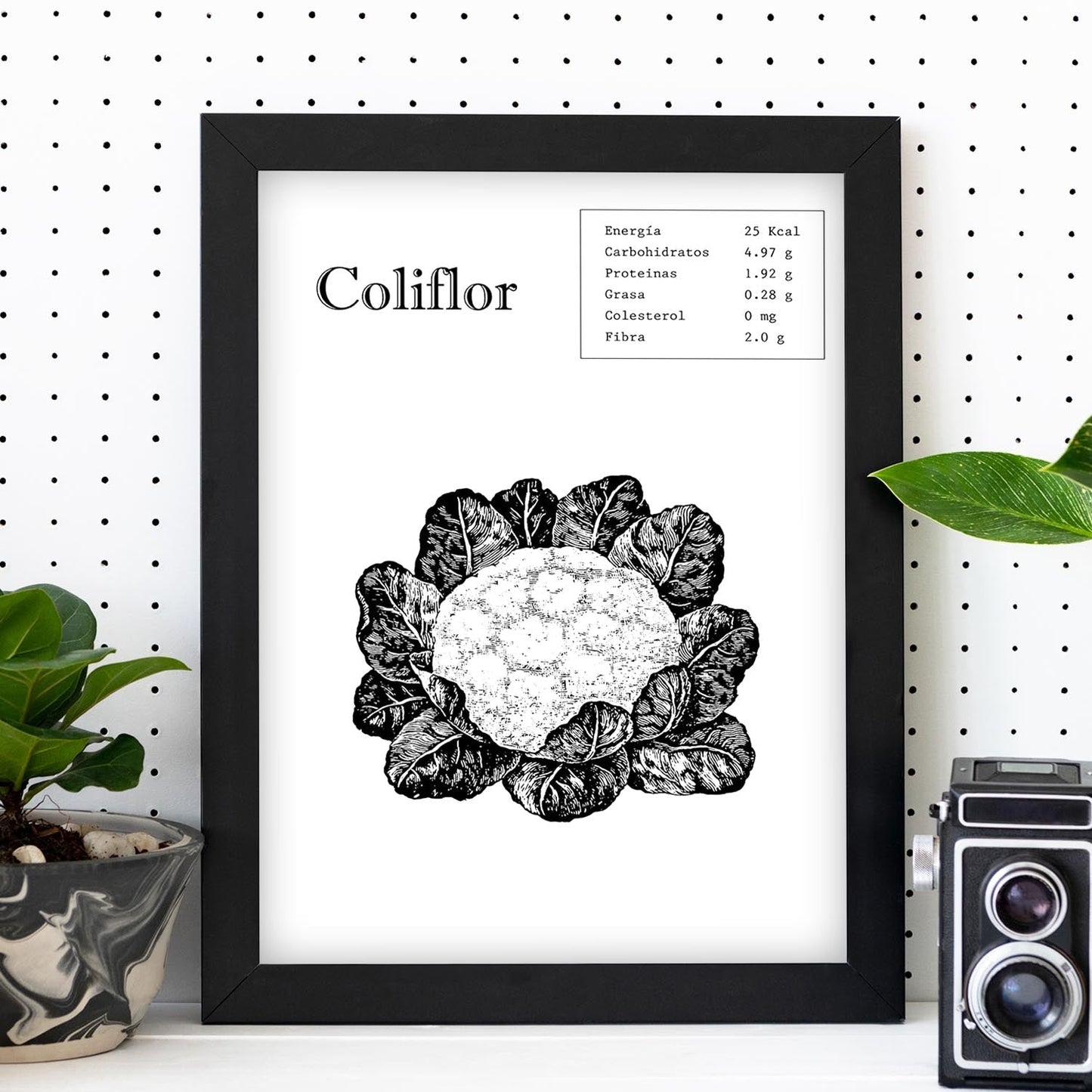 Poster de Coliflor. Láminas de frutas y verduras.-Artwork-Nacnic-Nacnic Estudio SL