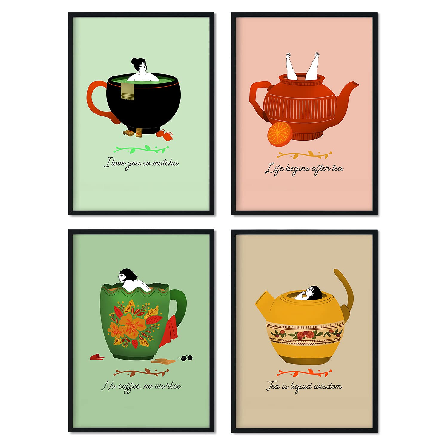 Set de láminas Pack aromático. Pósters con ilustraciones para amantes del té y el café.-Artwork-Nacnic-Nacnic Estudio SL