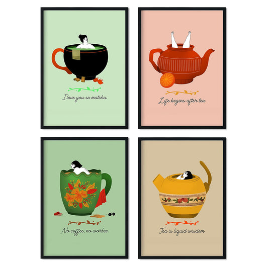 Set de láminas Pack aromático. Pósters con ilustraciones para amantes del té y el café.-Artwork-Nacnic-Nacnic Estudio SL