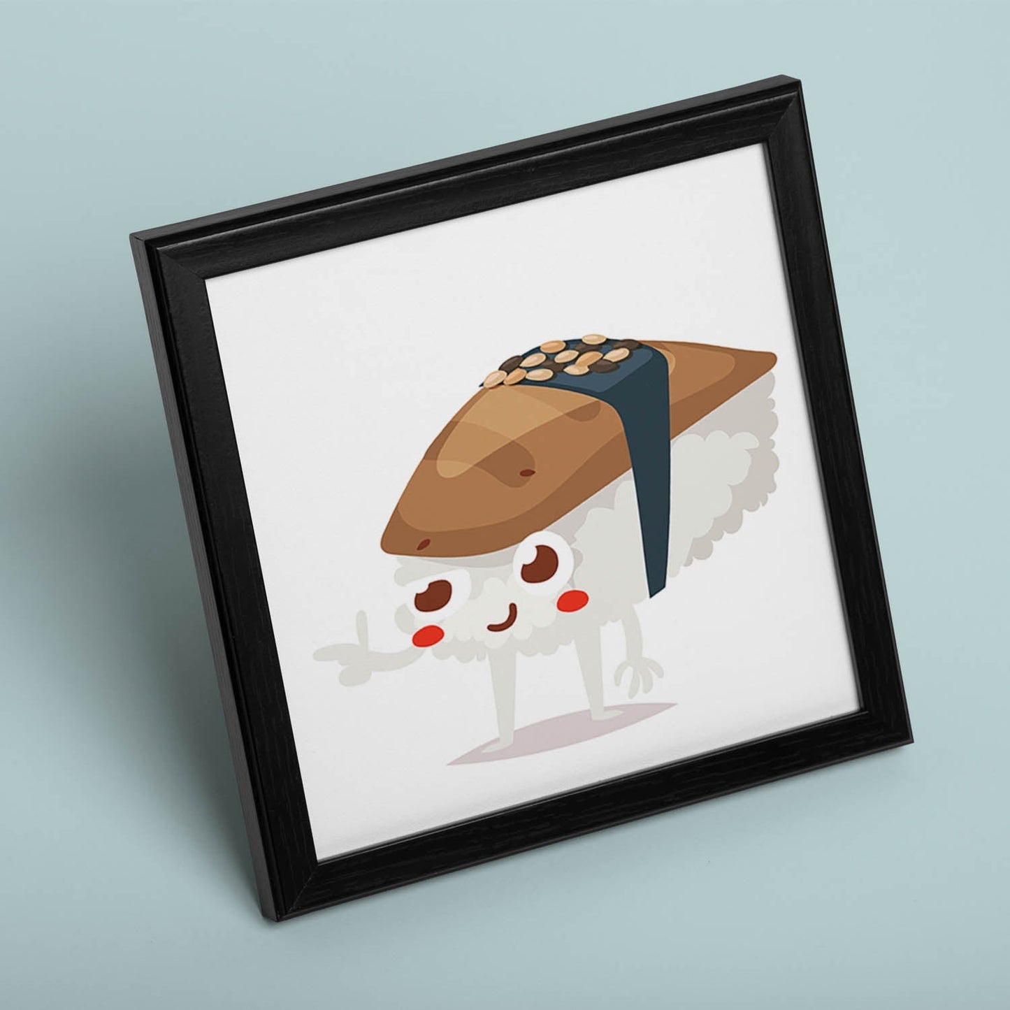 Poster cuadrado de sushi. Lámina Sushi atun, con dibujos de sushi, onigiri, y otras comidas japonesas.-Artwork-Nacnic-Nacnic Estudio SL