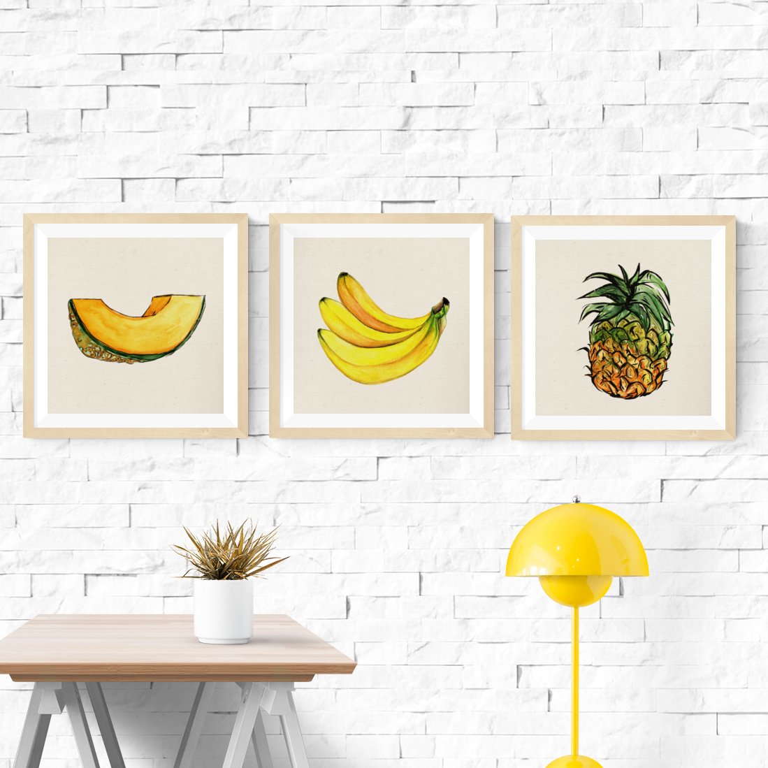 PACK de láminas para enmarcar EL PODER DEL POTASIO. Posters cuadrados con imágenes de frutas.-Artwork-Nacnic-Nacnic Estudio SL