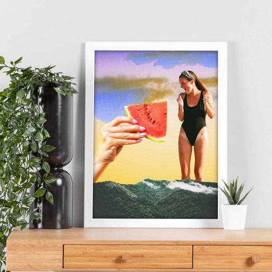 Lamina artistica decorativa con ilustración de Rebanada de sandía estilo Collage-Artwork-Nacnic-Nacnic Estudio SL