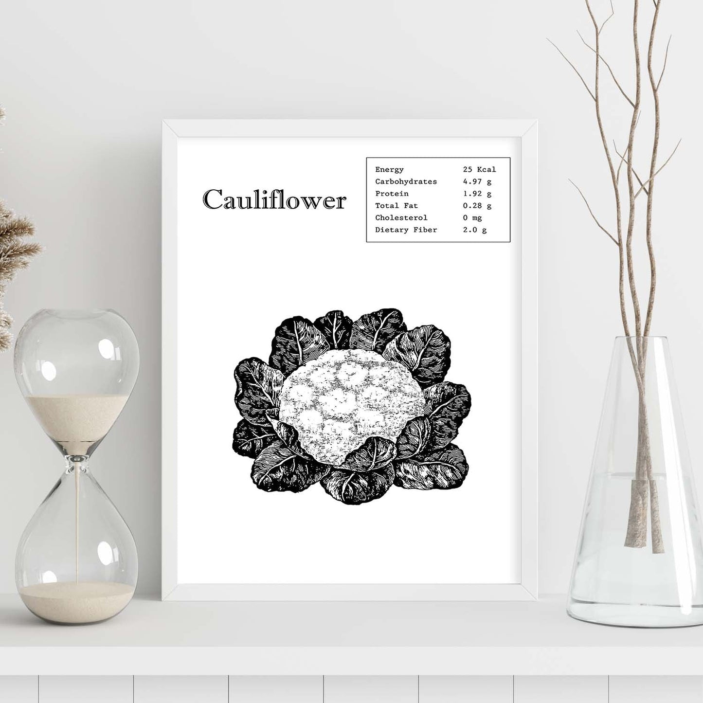 Poster de Cauliflower. Láminas de frutas y verduras en inglés.-Artwork-Nacnic-Nacnic Estudio SL