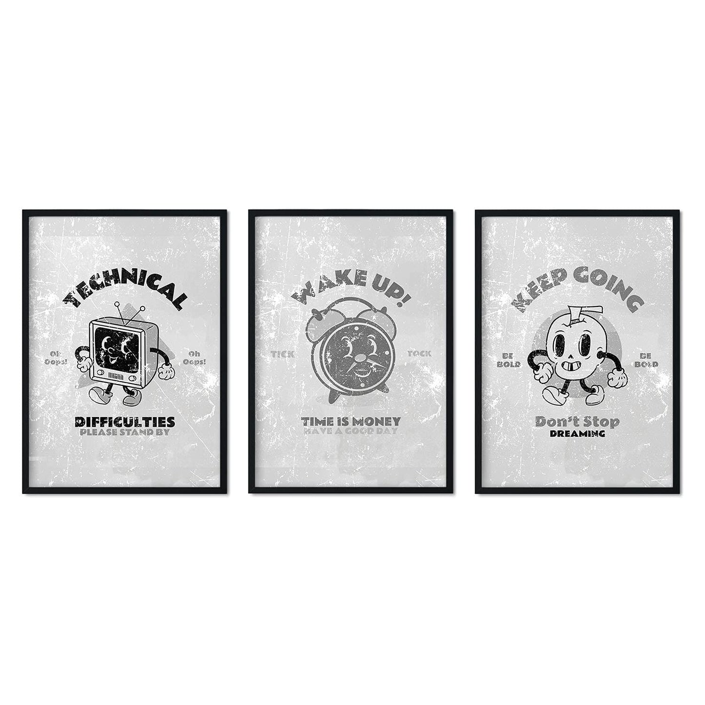 Pack de láminas Set técnico. Pósters con ilustraciones de dibujos retro en tonos grises.-Artwork-Nacnic-Nacnic Estudio SL