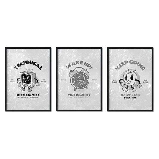 Pack de láminas Set técnico. Pósters con ilustraciones de dibujos retro en tonos grises.-Artwork-Nacnic-Nacnic Estudio SL