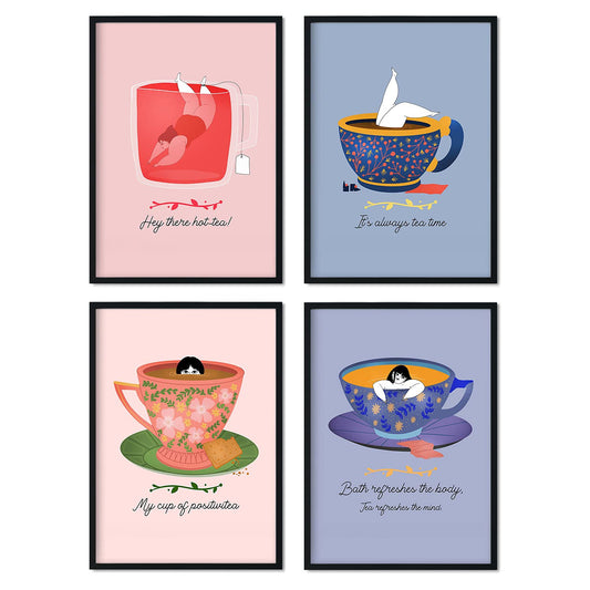 Set de láminas Pack de té 1. Pósters con ilustraciones para amantes del té y el café.-Artwork-Nacnic-Nacnic Estudio SL