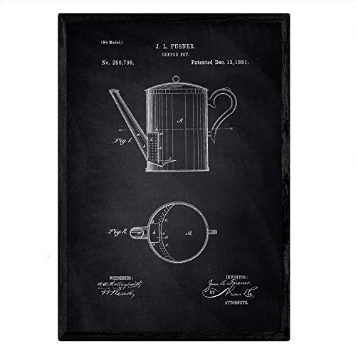 Poster con patente de Cafetera. Lámina con diseño de patente antigua-Artwork-Nacnic-Nacnic Estudio SL