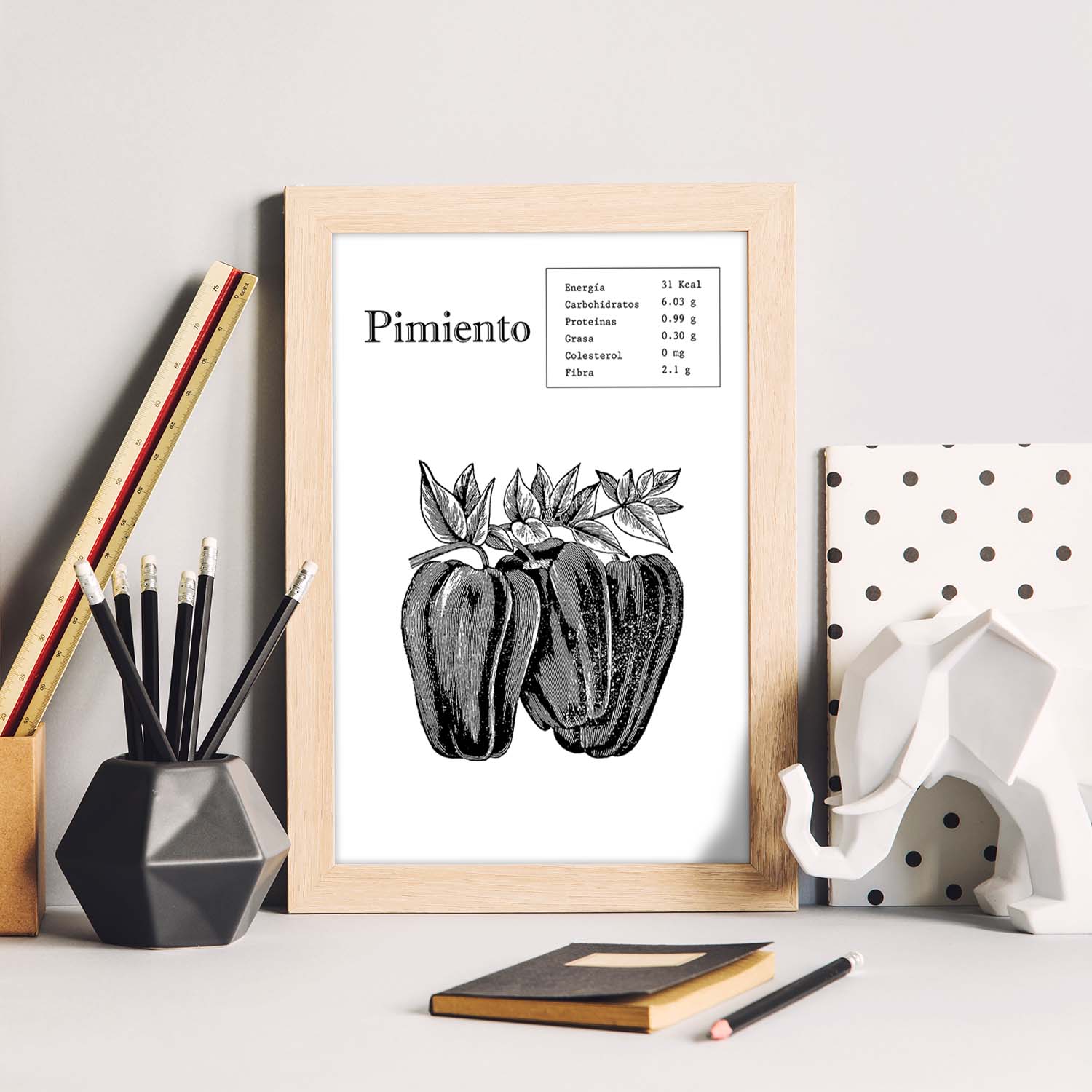 Poster de Pimiento. Láminas de frutas y verduras.-Artwork-Nacnic-Nacnic Estudio SL