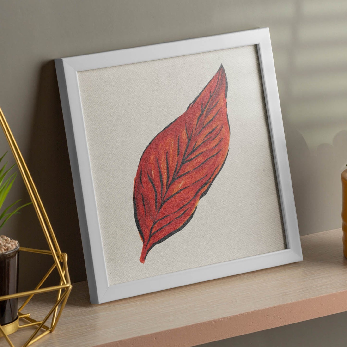 Poster de flores y naturaleza. Lámina cuadrada Hoja de otoño, ilustrada con dibujos a color.-Artwork-Nacnic-Nacnic Estudio SL