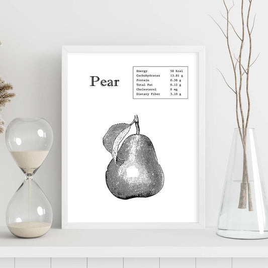 Poster de Pear. Láminas de frutas y verduras en inglés.-Artwork-Nacnic-Nacnic Estudio SL