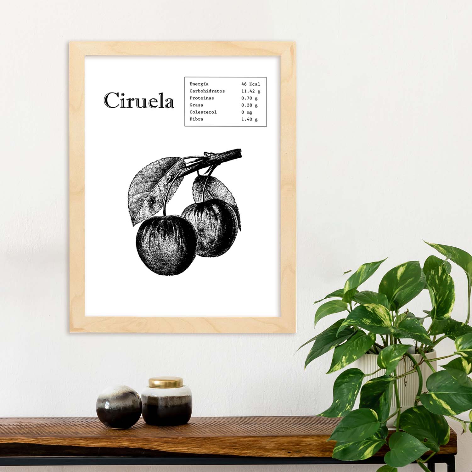 Poster de Ciruela. Láminas de frutas y verduras.-Artwork-Nacnic-Nacnic Estudio SL