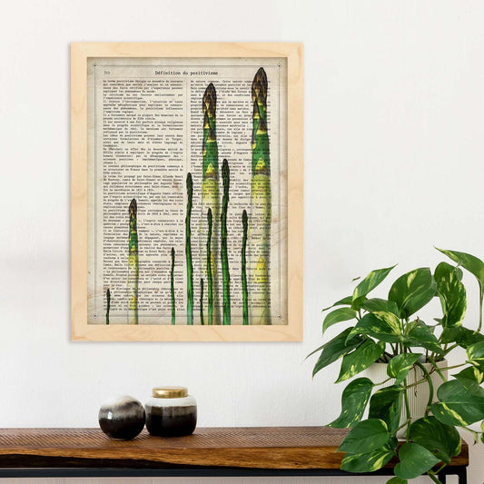 Poster de Esparragos. Láminas de frutas y verduras con definiciones. Ilustraciones de alimentacion vegetariana.-Artwork-Nacnic-Nacnic Estudio SL