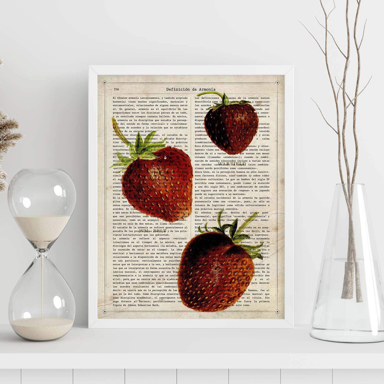 Poster de Fresones. Láminas de frutas y verduras con definiciones. Ilustraciones de alimentacion vegetariana.-Artwork-Nacnic-Nacnic Estudio SL