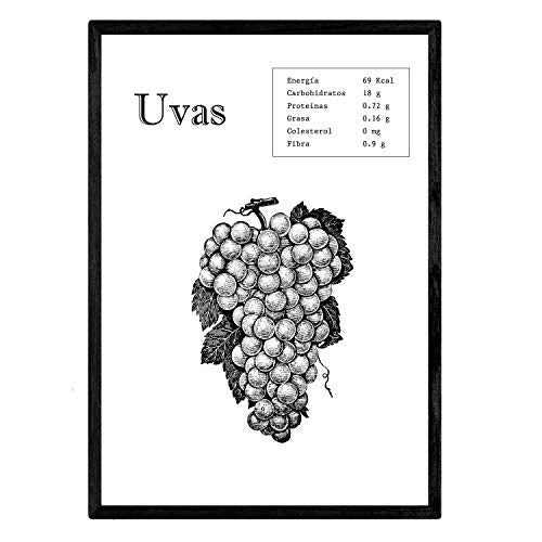 Poster de Uvas. Láminas de frutas y verduras.-Artwork-Nacnic-Nacnic Estudio SL