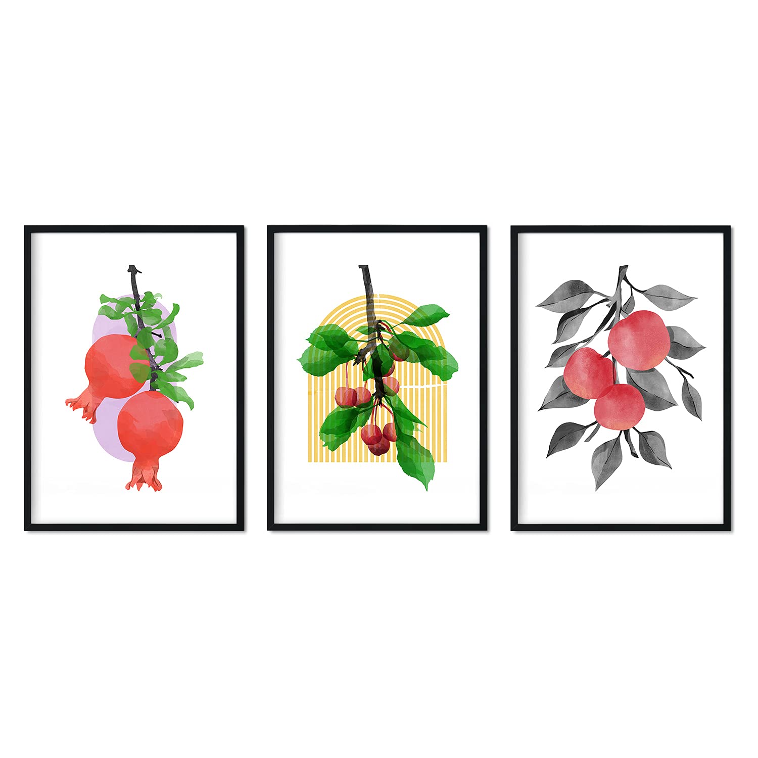 Set de láminas Frutos rojos. Pósters con ilustraciones de plantas y flores en estilo acuarela.-Artwork-Nacnic-Nacnic Estudio SL