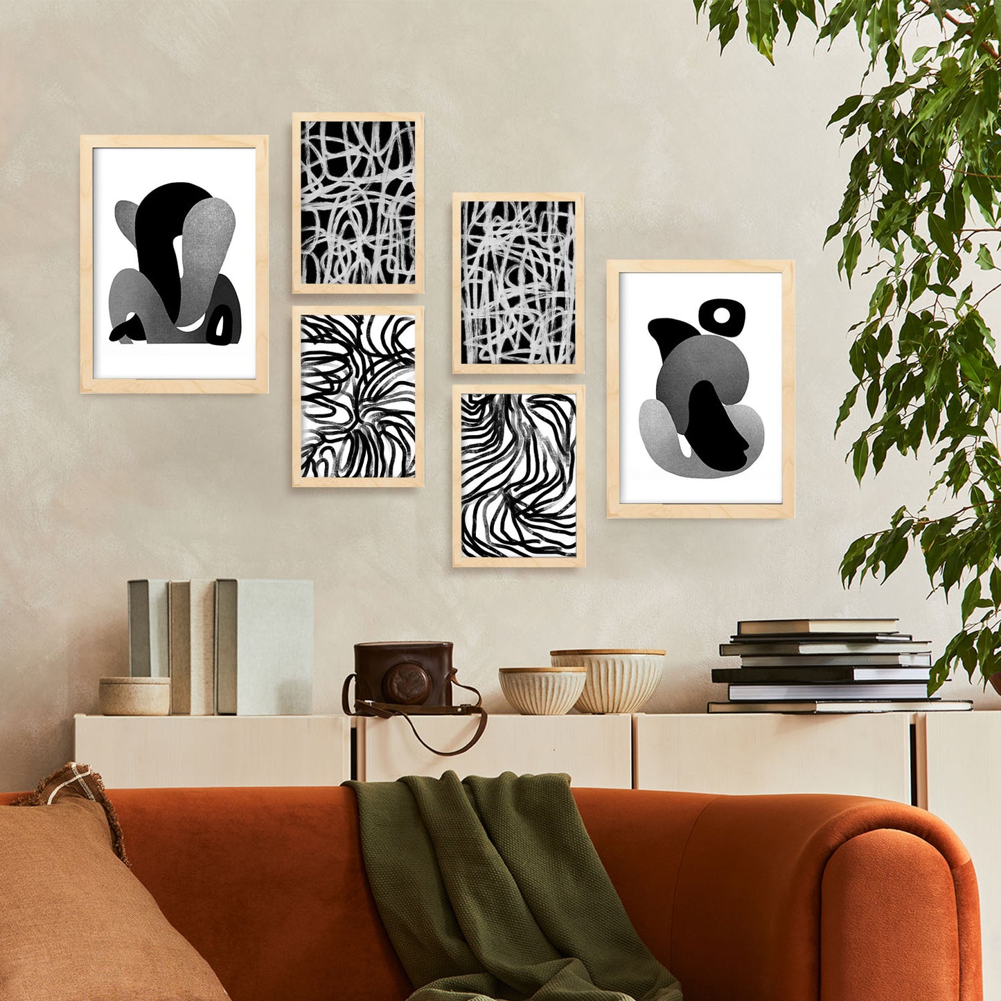 Nacnic Set de 6 Laminas de Artesanía de Kaput en Amantes Abstracto