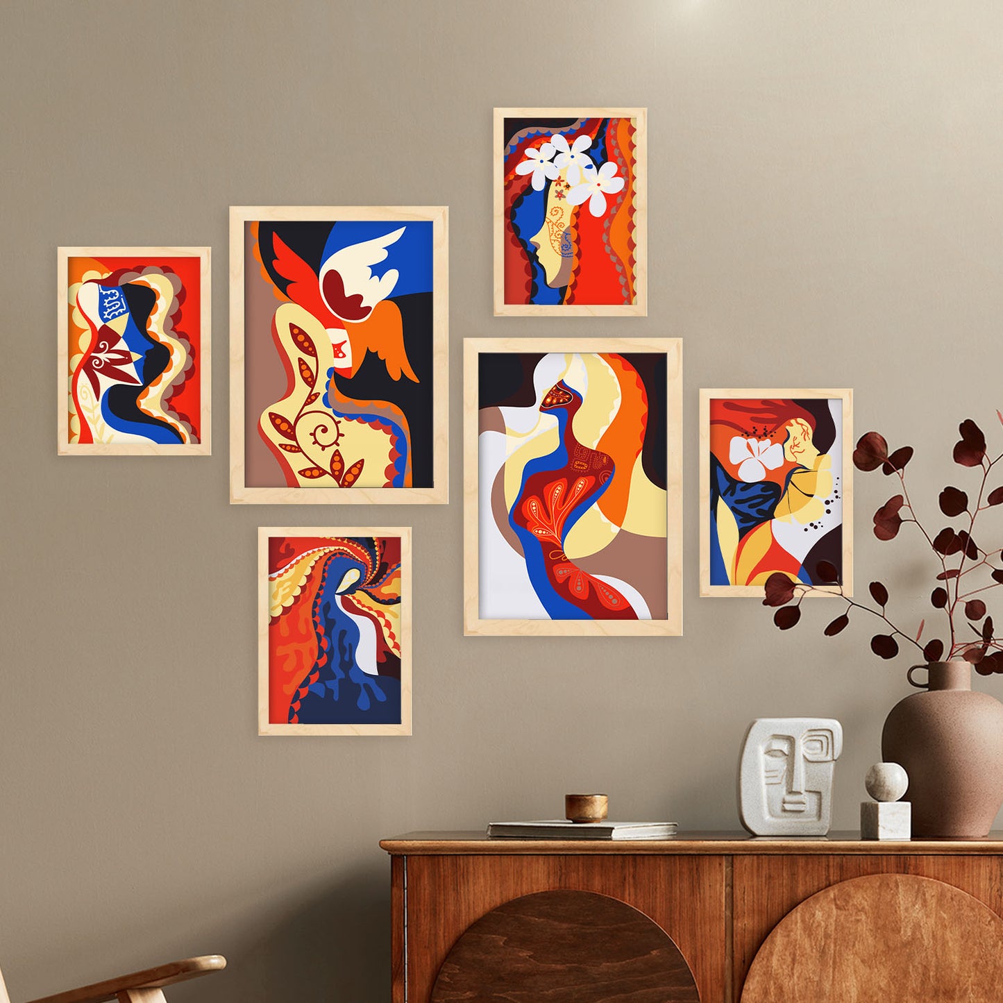 Nacnic Set de 6 Láminas Abstractas Femeninas en Dominio Fascinante