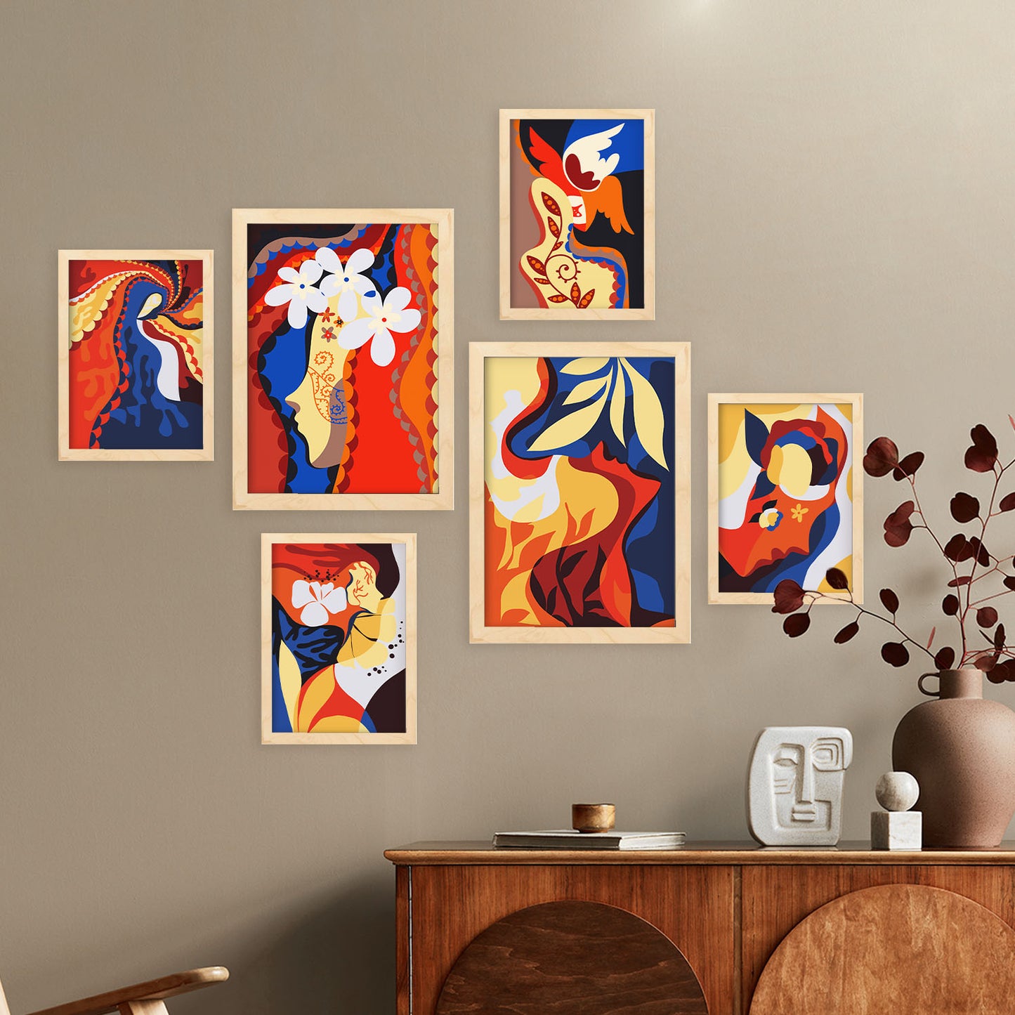 Nacnic Set de 6 Laminas de Collage Delicado en Abstracto Femenino