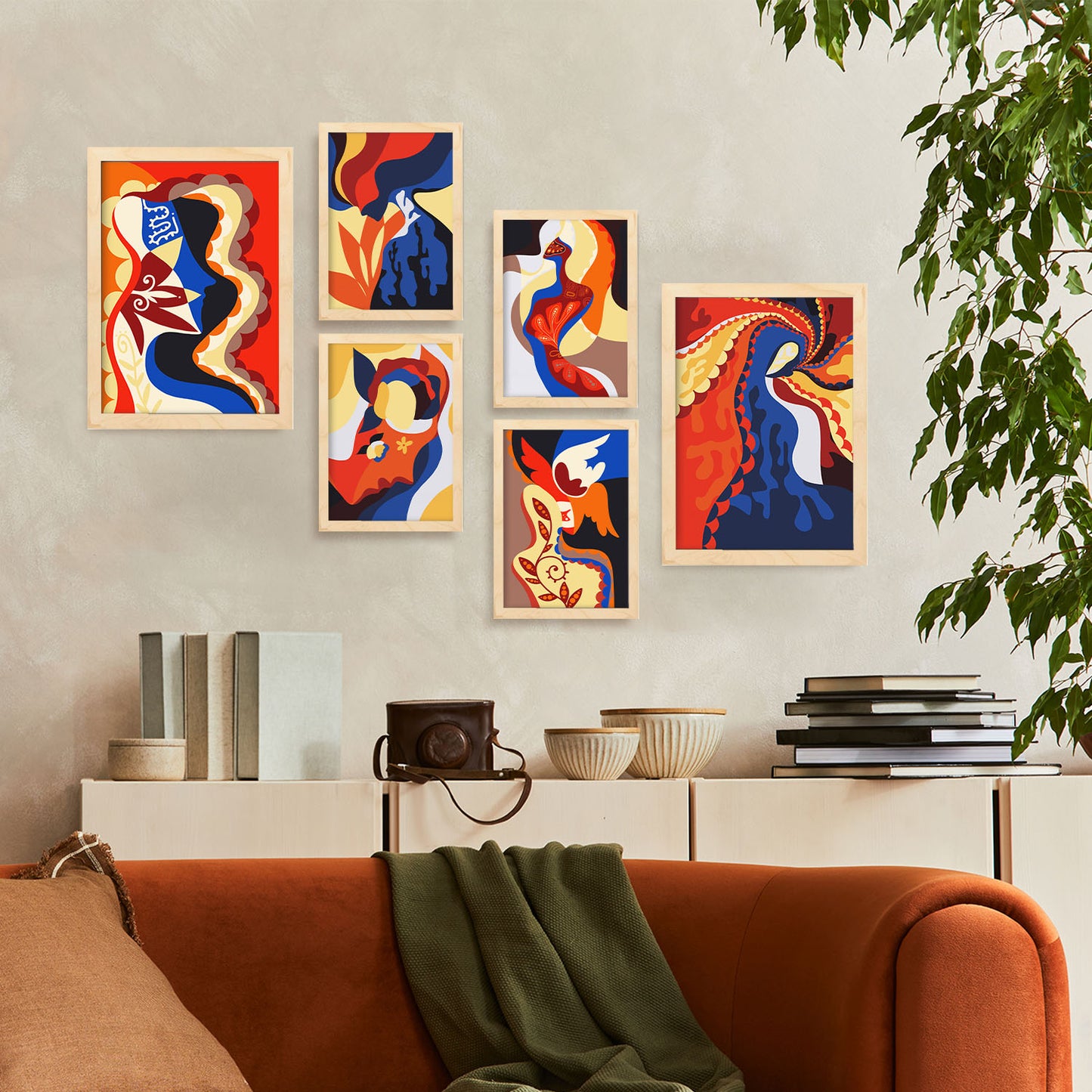 Nacnic Set de 6 Láminas de Encanto Atractivo en Abstracto Femenino