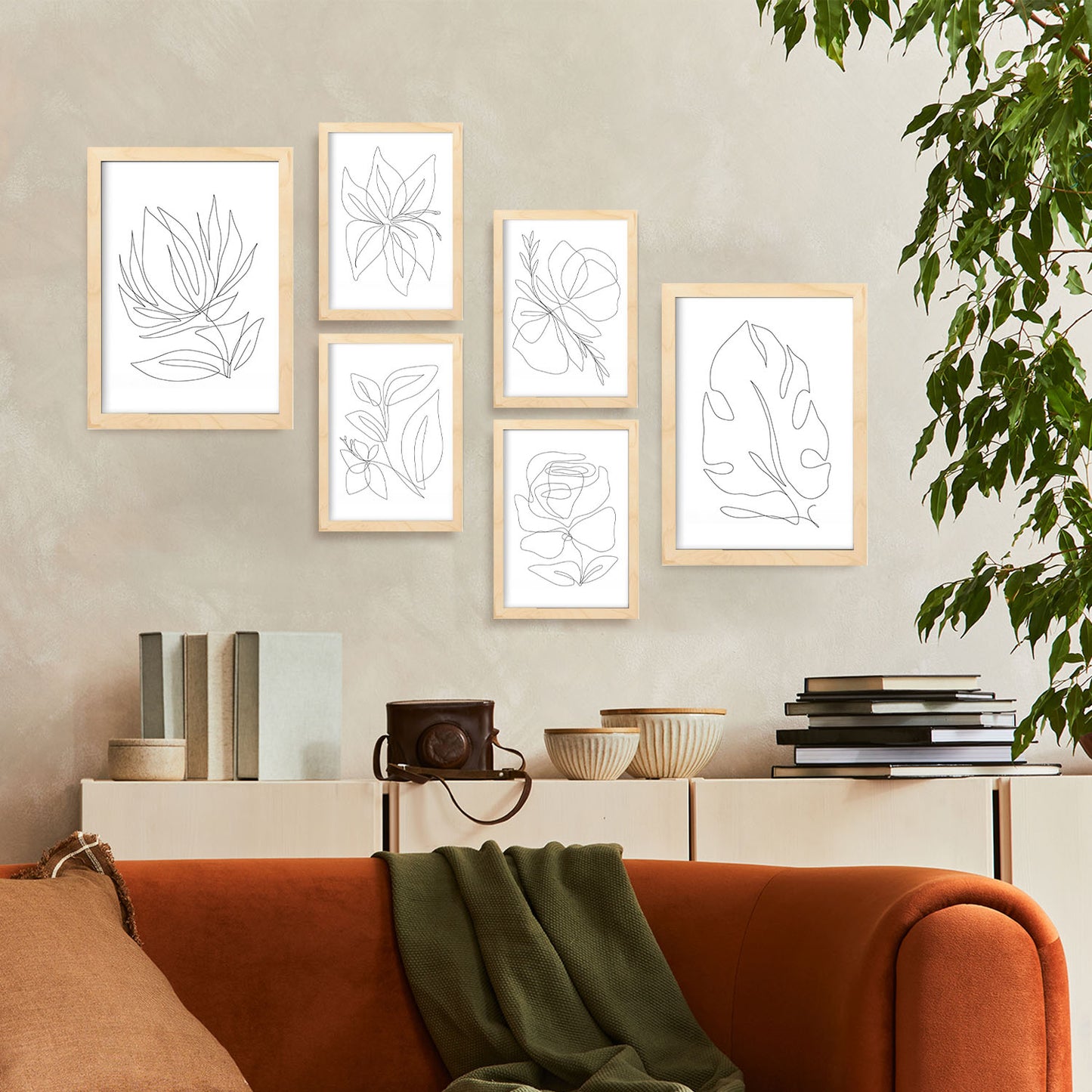 Nacnic Set de 6 Láminas Abstractas de Flores Estéticas