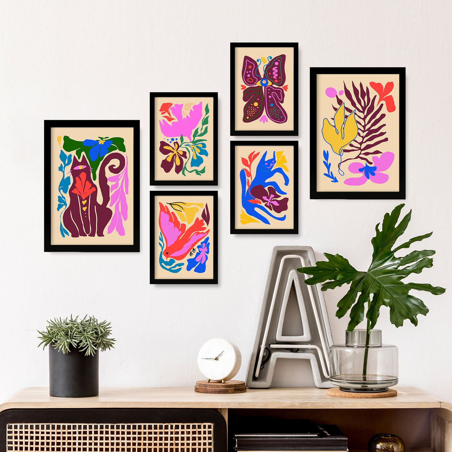 Nacnic Set de 6 Láminas Pintorescas de Animales Abstractos