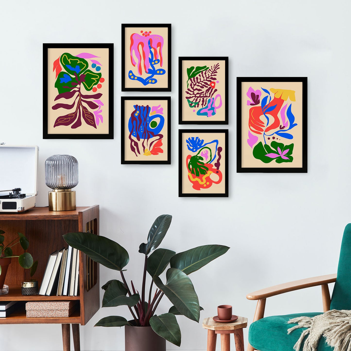 Nacnic Set de 6 Laminas Abstractas de Flores Pintorescas