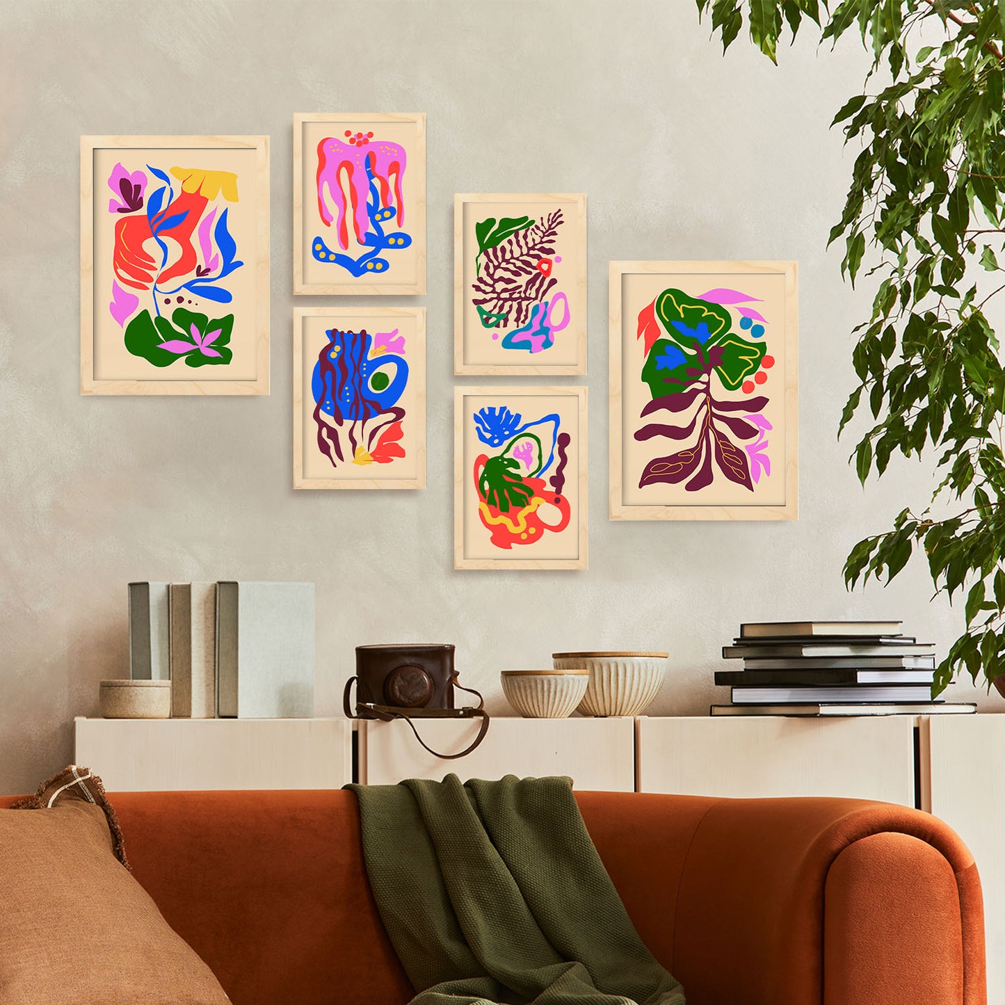 Nacnic Set de 6 Laminas Abstractas de Flores Pintorescas