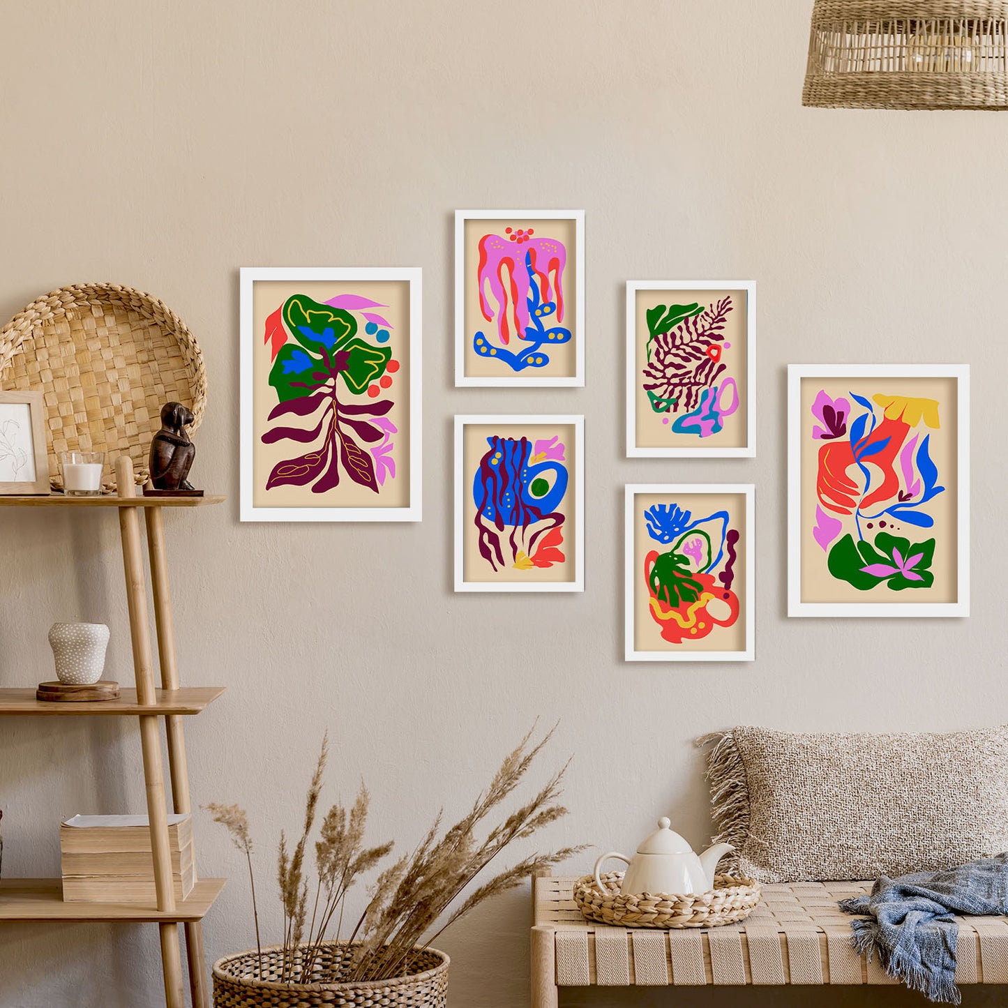 Nacnic Set de 6 Laminas Abstractas de Flores Pintorescas