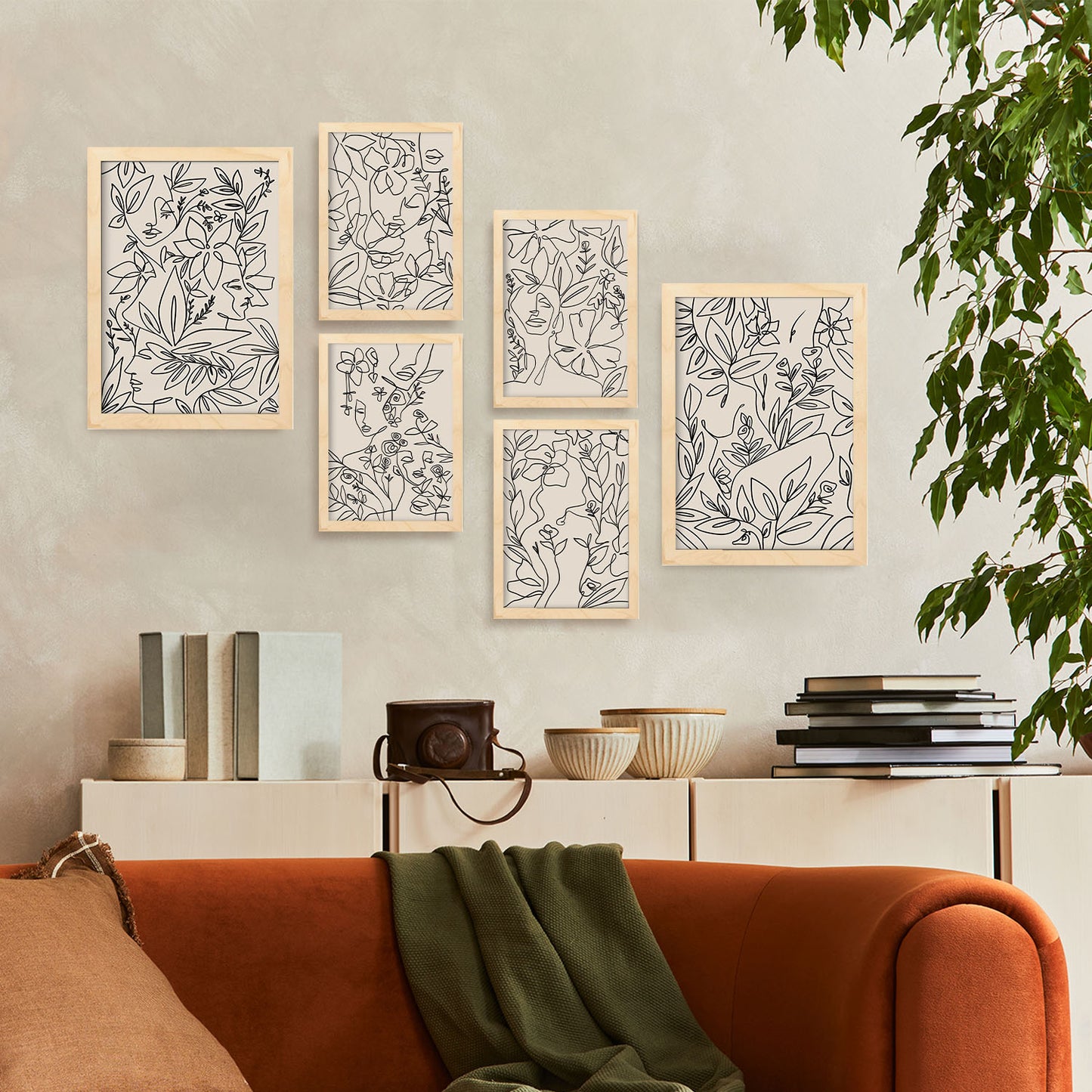 Nacnic Set de 6 Láminas Abstractas de Flores con Volantes