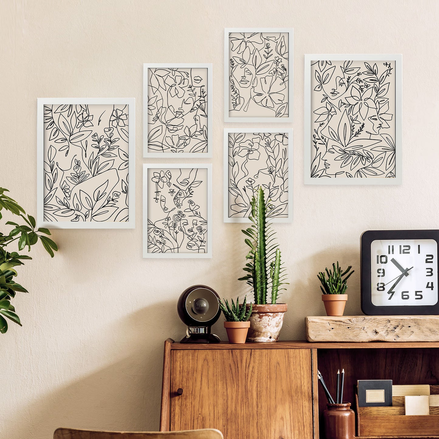 Nacnic Set de 6 Láminas Abstractas de Flores con Volantes