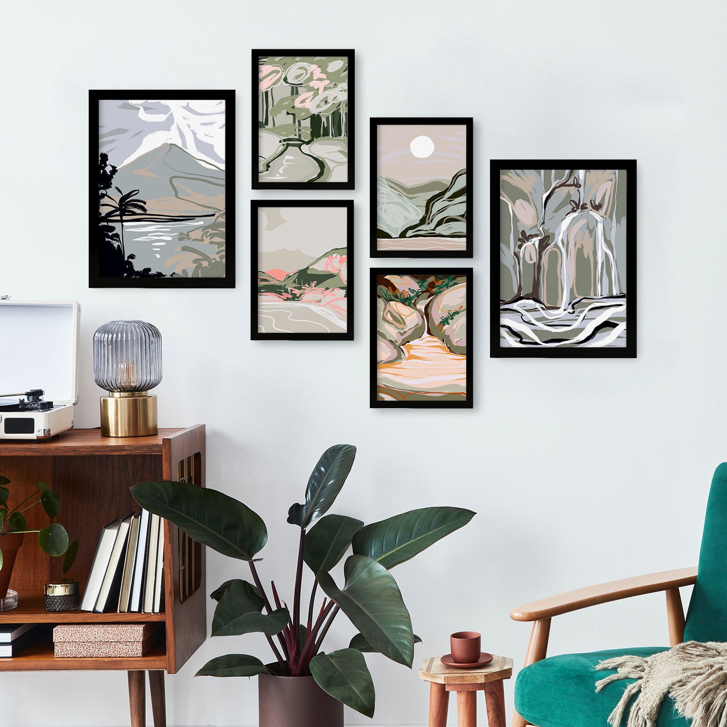 Conjunto Nacnic de 6 Láminas de Paisajes Abstractos