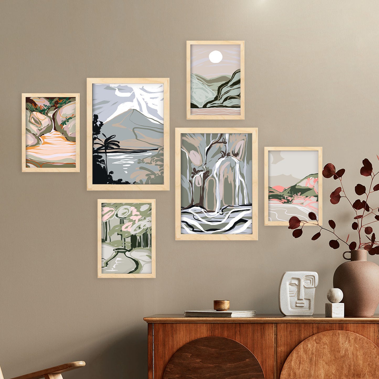Conjunto Nacnic de 6 Láminas de Paisajes Abstractos