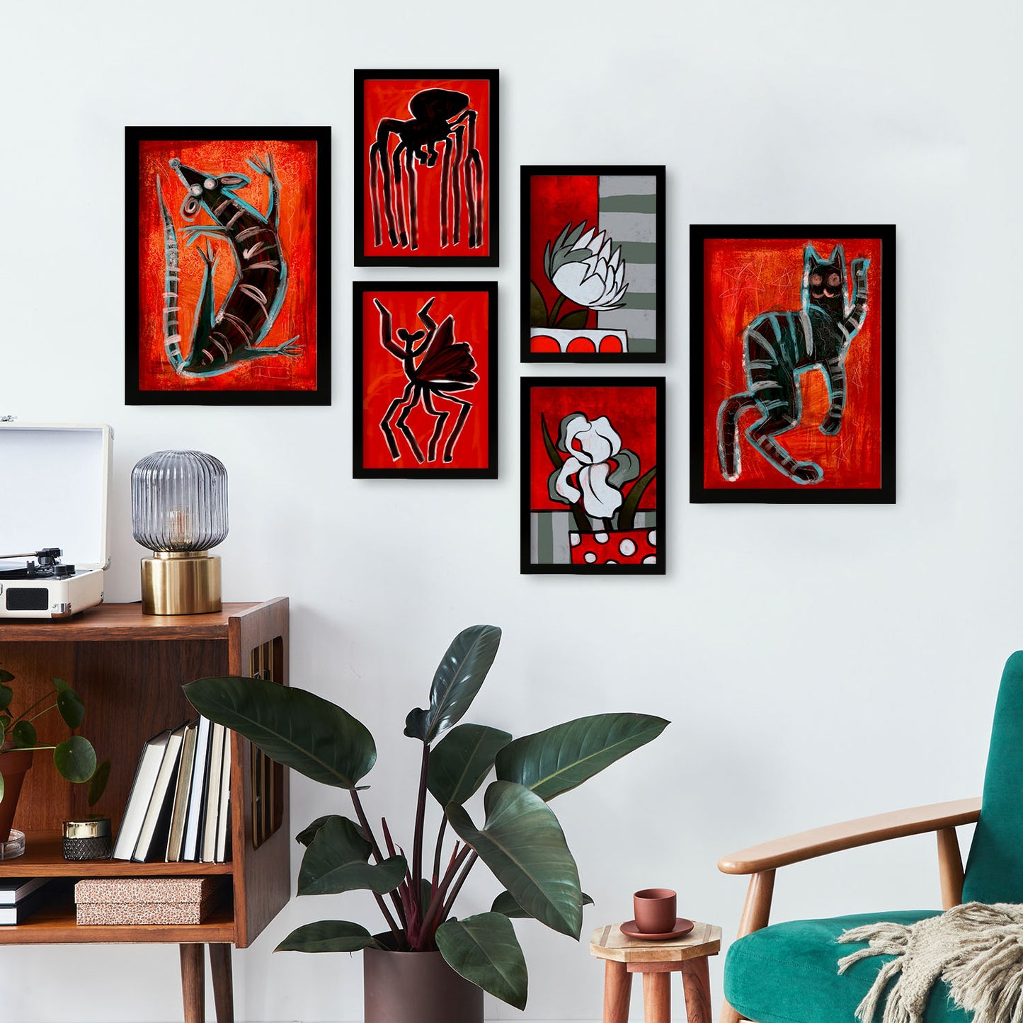 Set de 6 Láminas Nacnic de Criaturas y Animales Abstractos