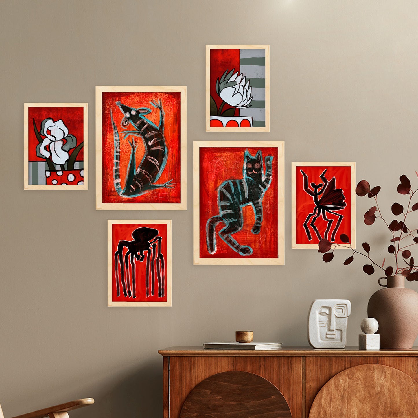 Set de 6 Láminas Nacnic de Criaturas y Animales Abstractos