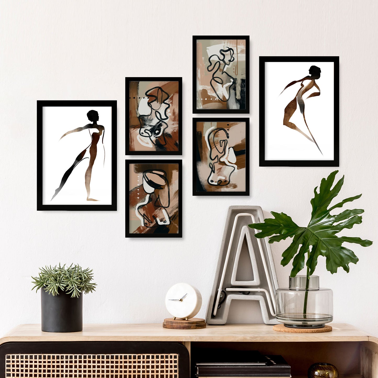 Nacnic Set de 6 Láminas Abstractas Femeninas Virtud del Cuerpo