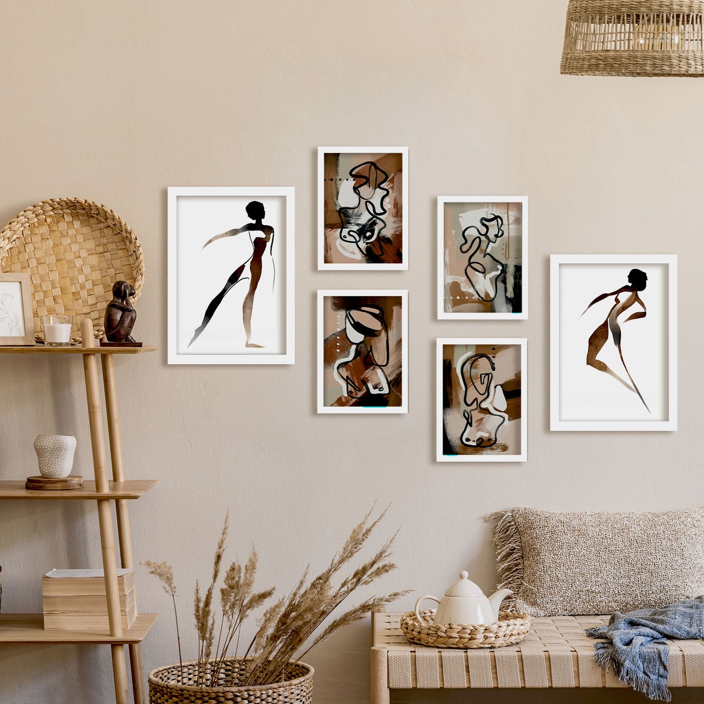 Nacnic Set de 6 Láminas Abstractas Femeninas Virtud del Cuerpo