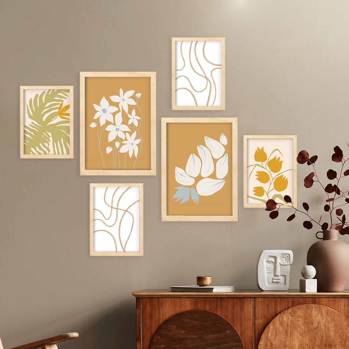 Conjunto Nacnic de 6 Láminas de Flores Abstractas