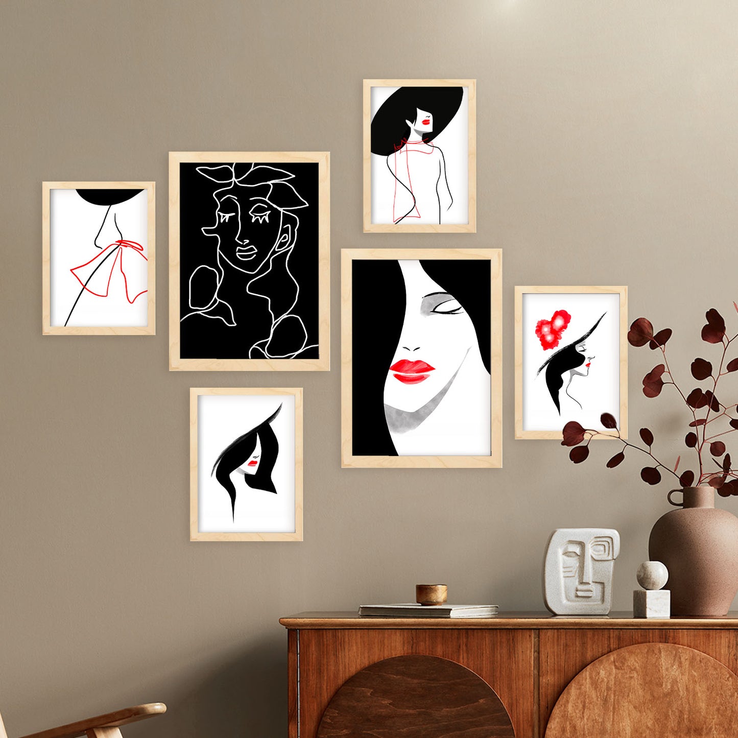 Set de 6 Láminas Belleza de Dotación Abstracto Femenino de Nacnic
