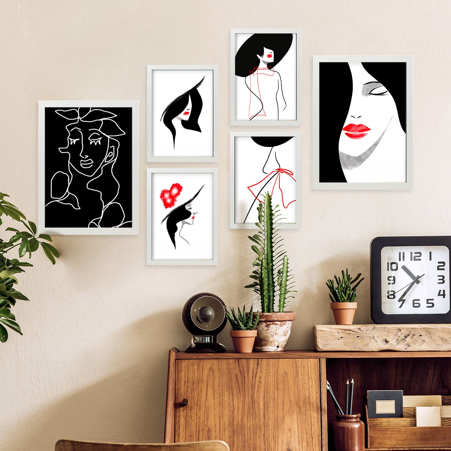 Set de 6 Láminas Belleza de Dotación Abstracto Femenino de Nacnic