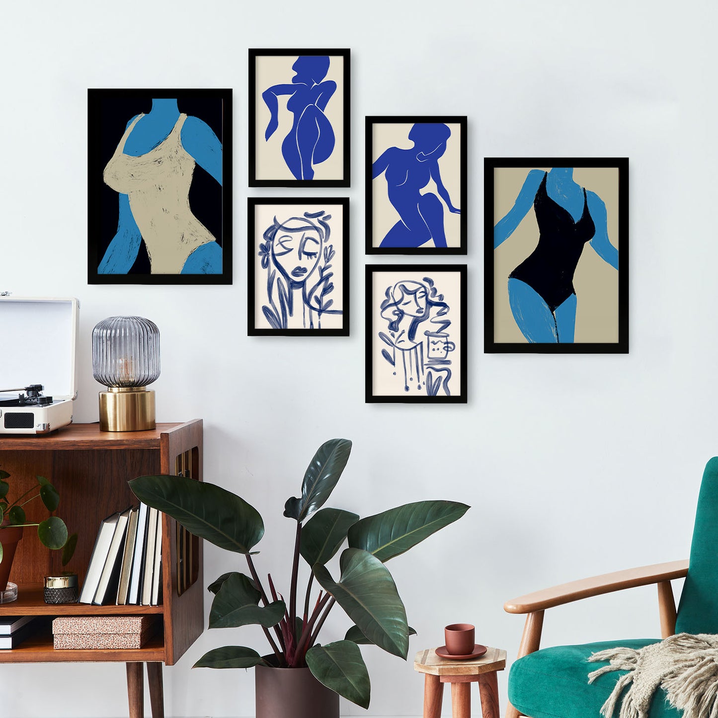 Nacnic Set de 6 Laminas Abstractas de Cuerpo Femenino para Sala de Estar y Dormitorio