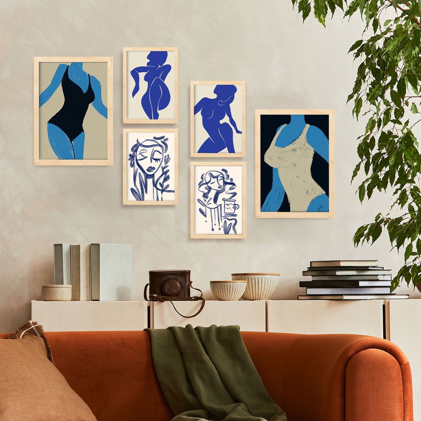 Nacnic Set de 6 Laminas Abstractas de Cuerpo Femenino para Sala de Estar y Dormitorio