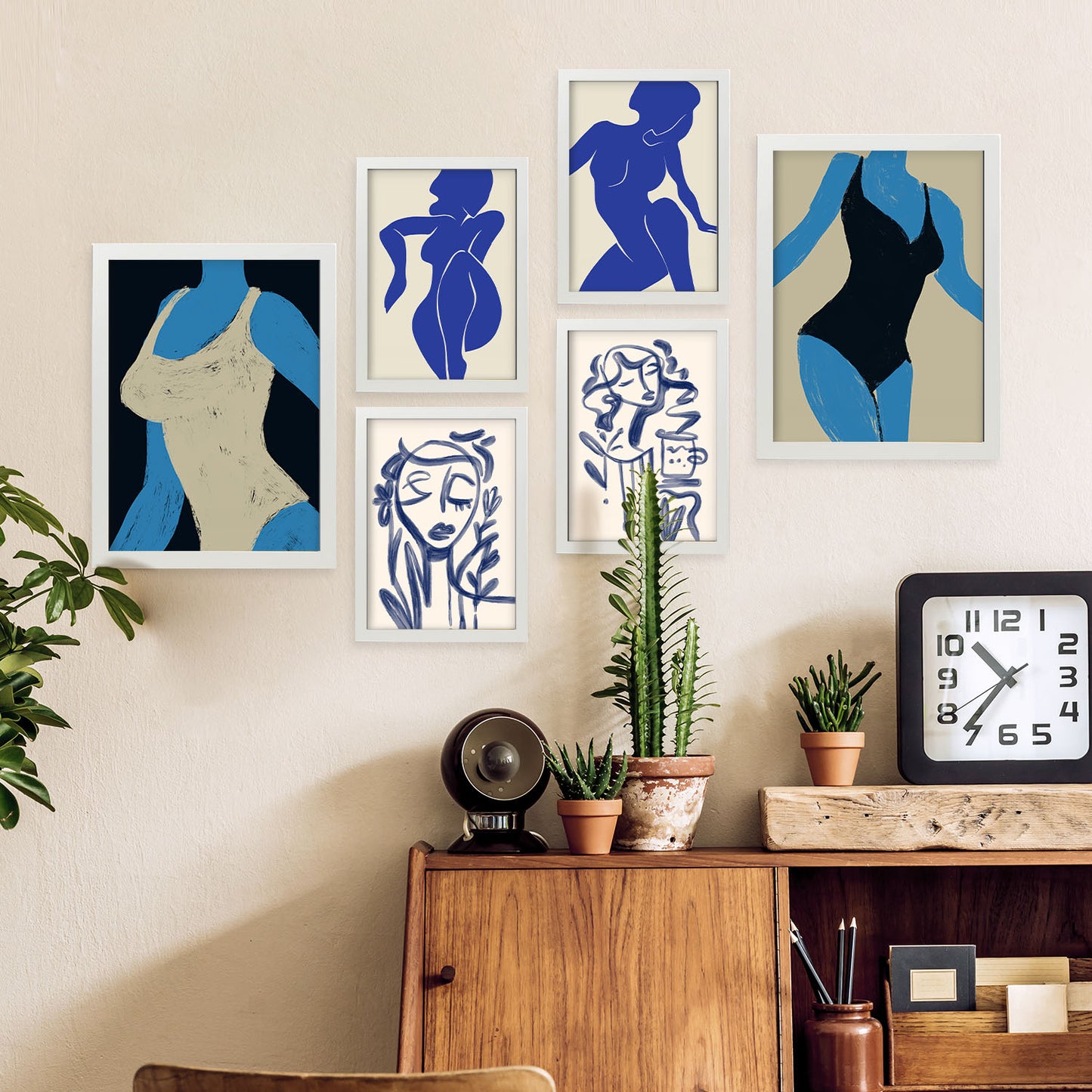 Nacnic Set de 6 Laminas Abstractas de Cuerpo Femenino para Sala de Estar y Dormitorio