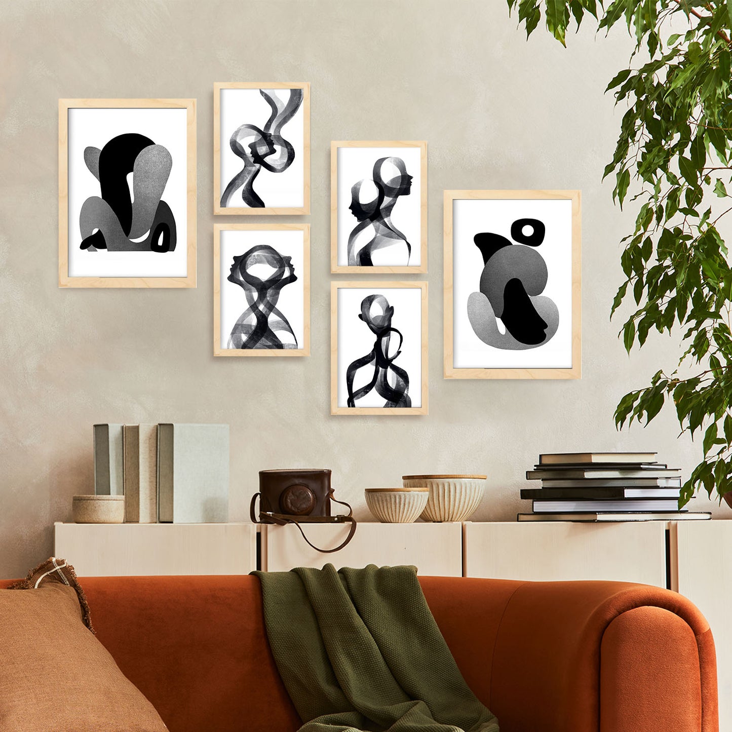 Nacnic Set de 6 Láminas de Amantes Abstractos con Cuerpo Doblado