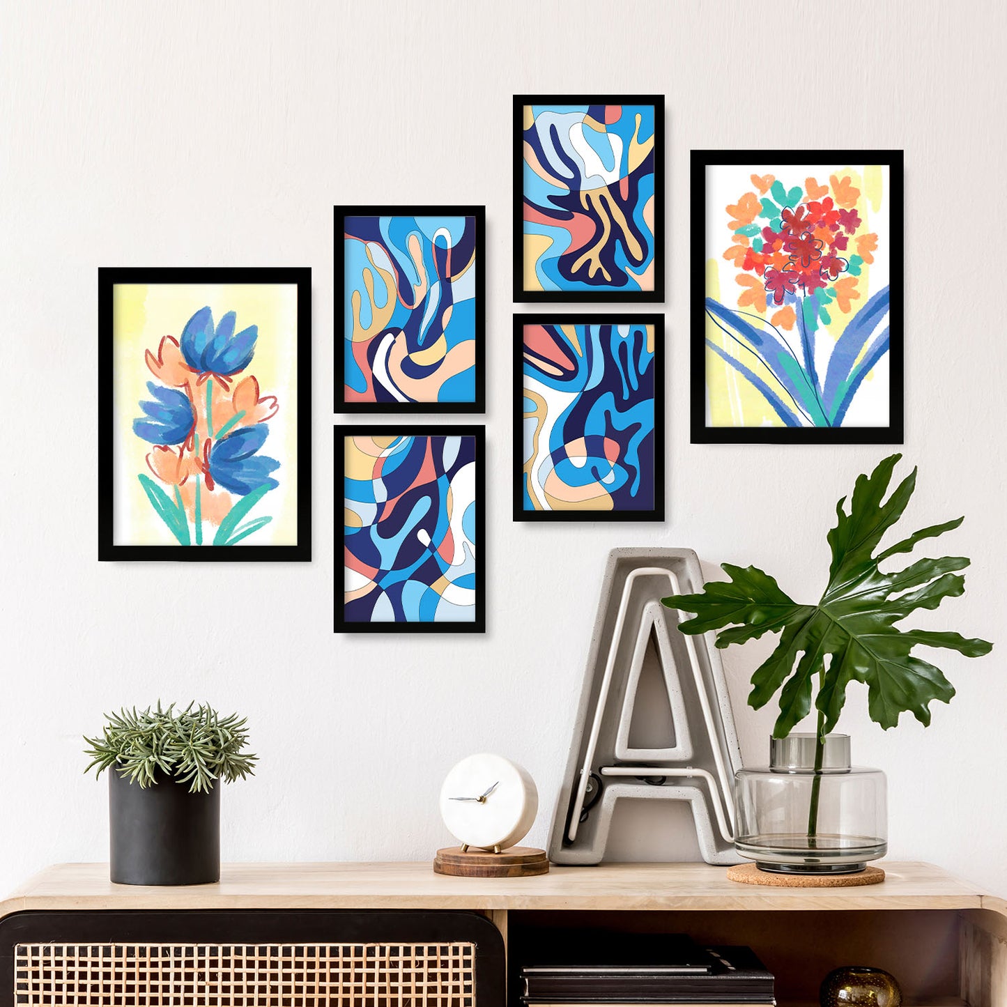 Conjunto de 6 Láminas de Nacnic de Flora Abstracta